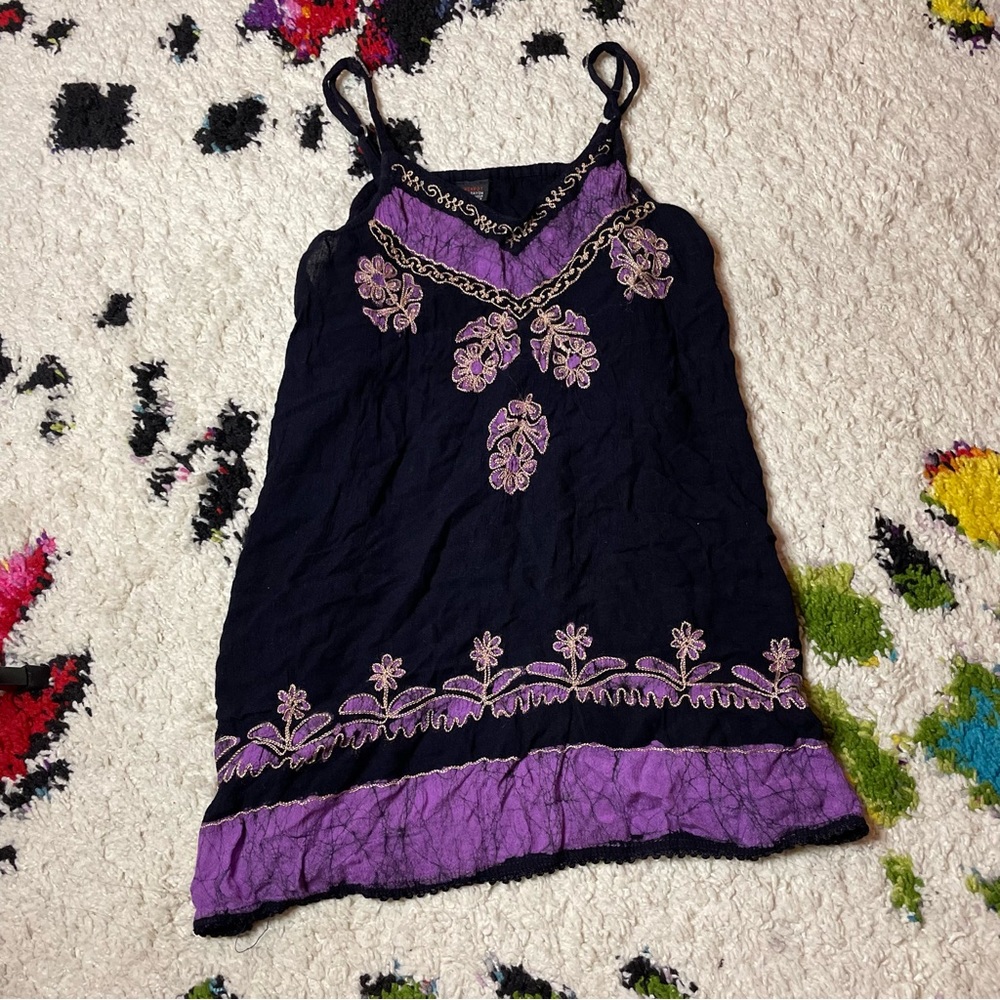 Black and purple hippie tank top